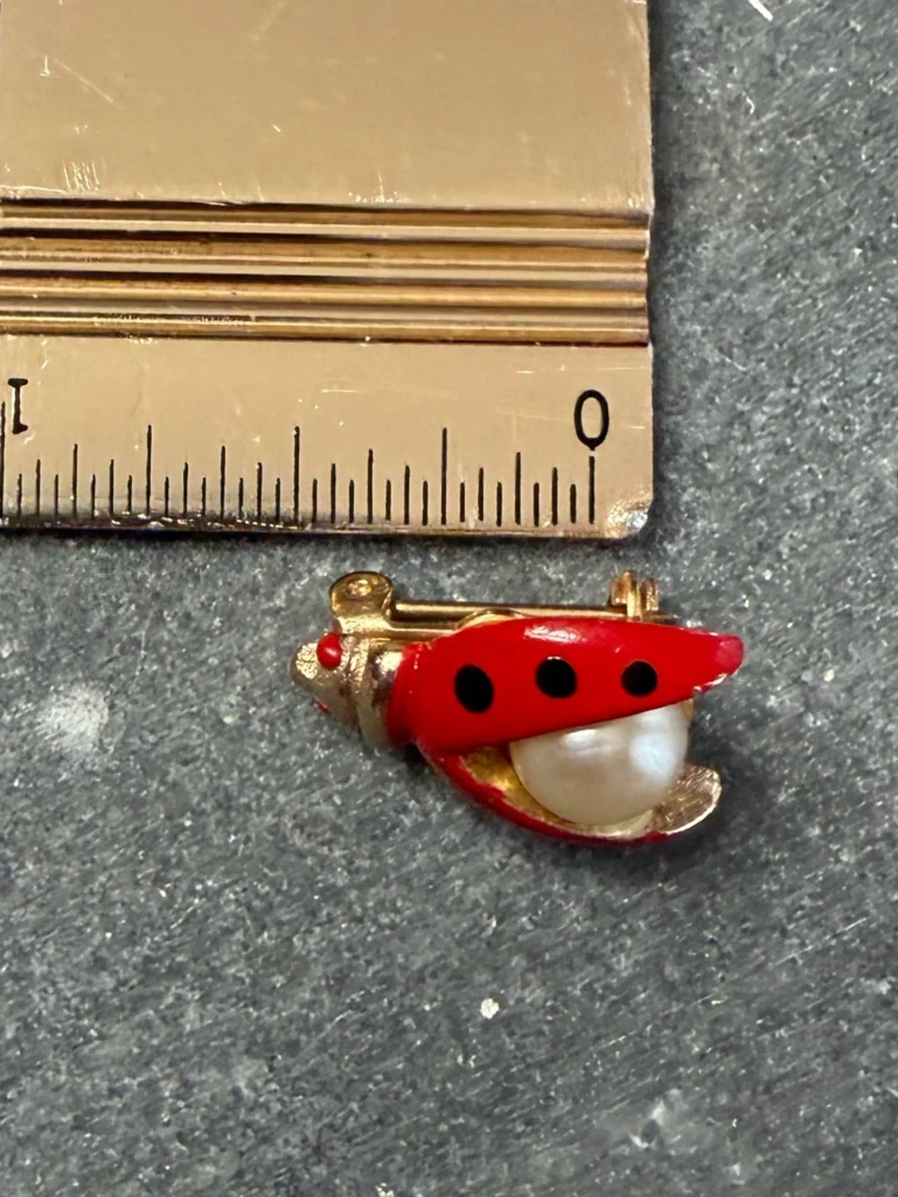 Vintage Sarah Coventry Red Black Ladybug Pearl Brooch Pin